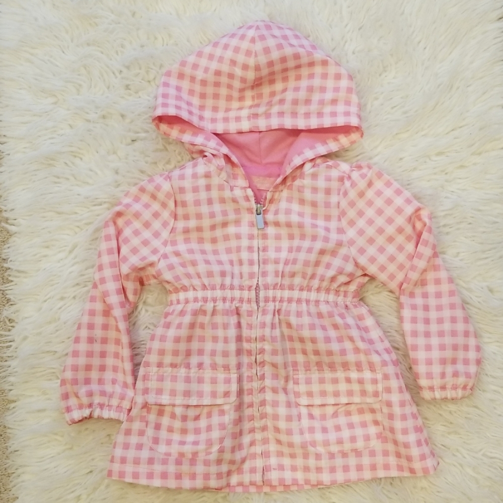Pink & White Checkered Raincoat